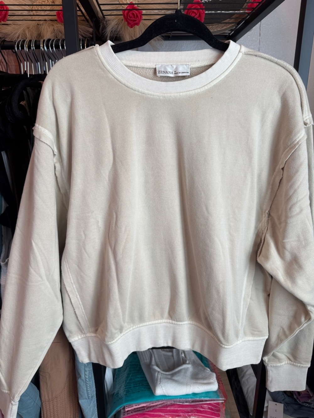 Zenana Outfitters Cream Crewneck Sweatshirt